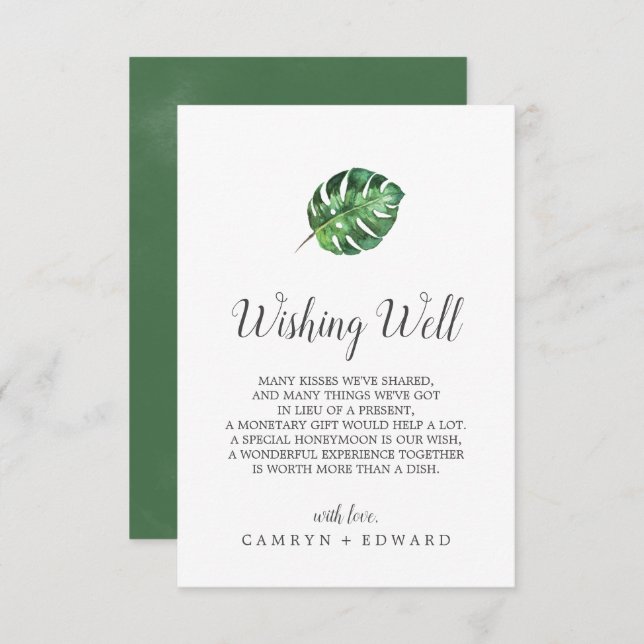 Wild Tropical Palm Wedding Wishing Well Card (Front/Back)