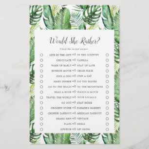 Wild Tropical Palm Would She Rather Game Flyer