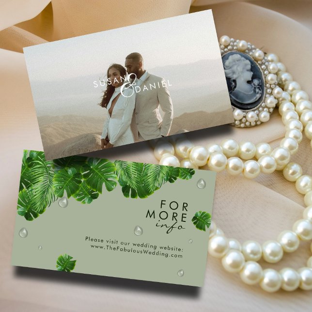 Wild Tropical Palms I Modern Photo Wedding Website Enclosure Card (Creator Uploaded)