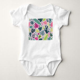 Wild tropical rainforest, vintage repeating patter baby bodysuit