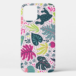 Wild tropical rainforest, vintage repeating patter iPhone 12 case
