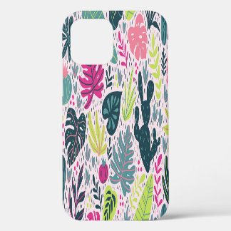 Wild tropical rainforest, vintage repeating patter iPhone 12 case