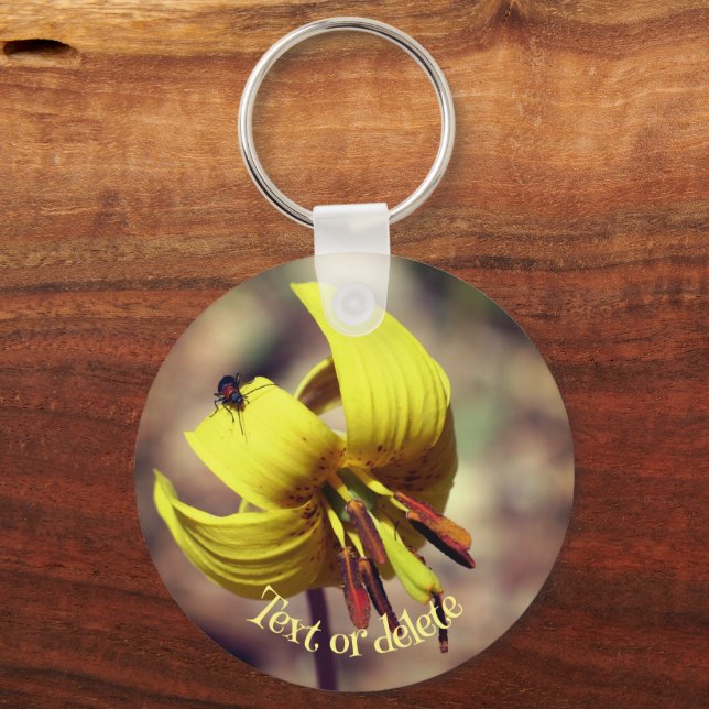 Wild Trout Lily And Friend Flower Personalised Key Ring (Front)