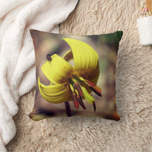 Wild Trout Lily Flower And Insect Friend   Cushion