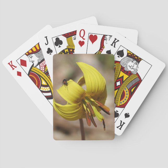 Wild Trout Lily Flower And Insect Friend  Playing Cards (Back)