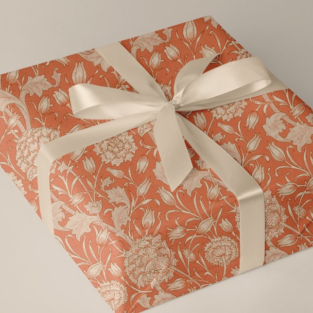 Wild Tulips Peach Background William Morris Wrapping Paper (Creator Uploaded)