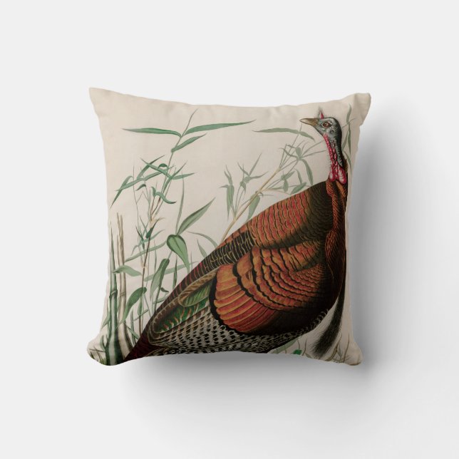 Wild Turkey Birds of America Audubon Print Cushion (Front)