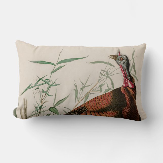 Wild Turkey Birds of America Audubon Print Lumbar Cushion (Front)