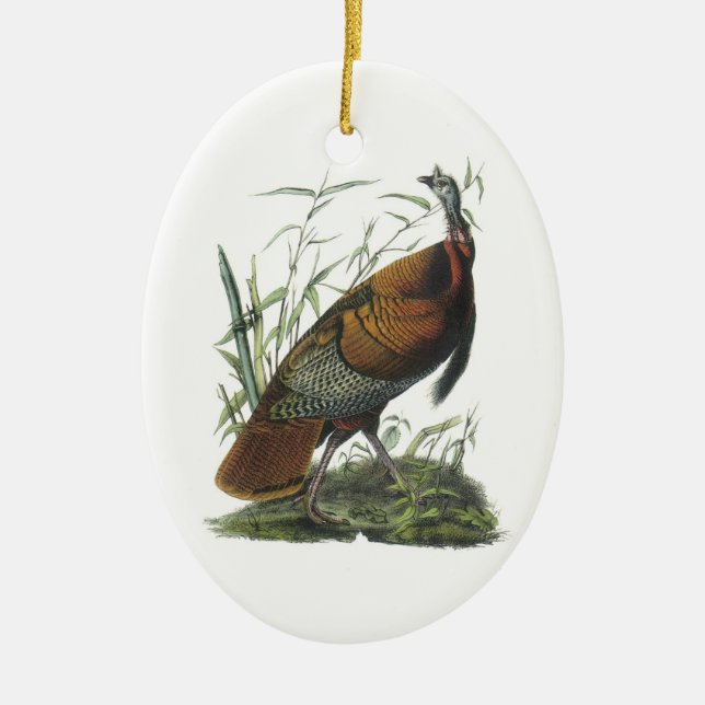 Wild Turkey by Audubon Ceramic Tree Decoration (Front)