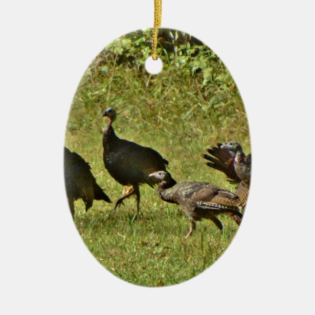 Wild Turkey, Camouflage colours Ceramic Ornament (Front)