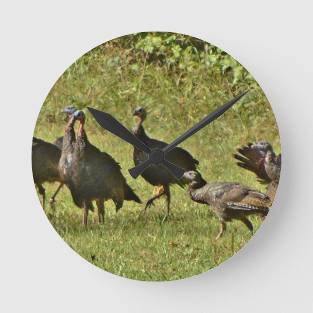 Wild Turkey, Camouflage colours Round Clock (Front)