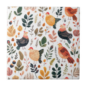 Wild Turkey Feather Wildlife Pattern Ceramic Tile