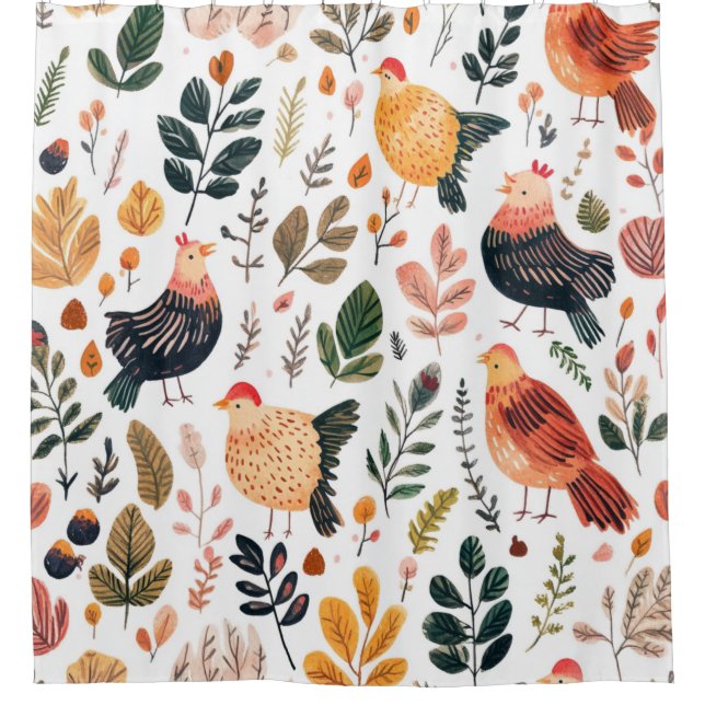 Wild Turkey Feather Wildlife Pattern Shower Curtain (Front)