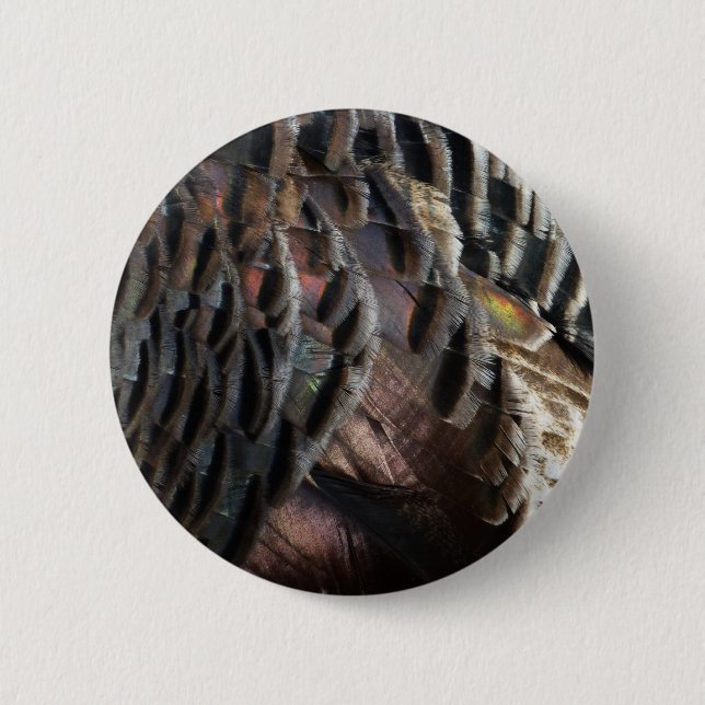 Wild Turkey Feathers I Abstract Nature Design 6 Cm Round Badge (Front)
