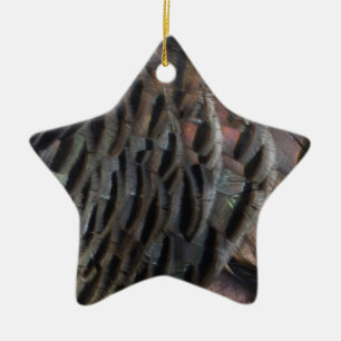 Wild Turkey Feathers I Abstract Nature Design Ceramic Ornament