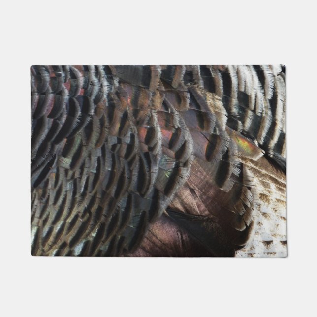 Wild Turkey Feathers I Abstract Nature Design Doormat (Front)