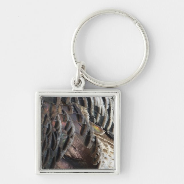 Wild Turkey Feathers I Abstract Nature Design Key Ring (Front)