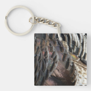 Wild Turkey Feathers I Abstract Nature Design Key Ring