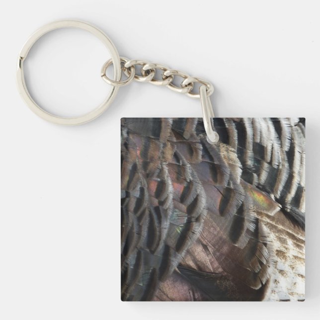 Wild Turkey Feathers I Abstract Nature Design Key Ring (Front)
