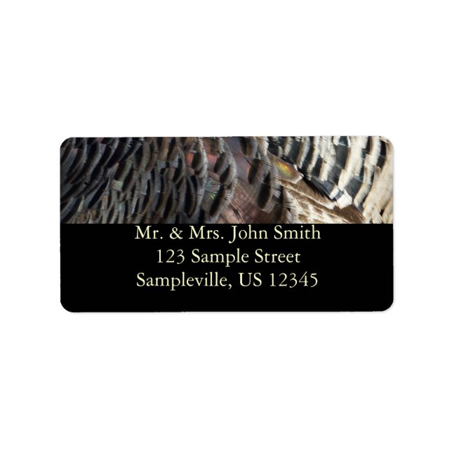 Wild Turkey Feathers I Abstract Nature Design Label (Front)