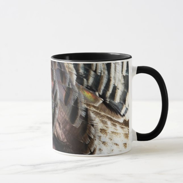 Wild Turkey Feathers I Abstract Nature Design Mug (Right)