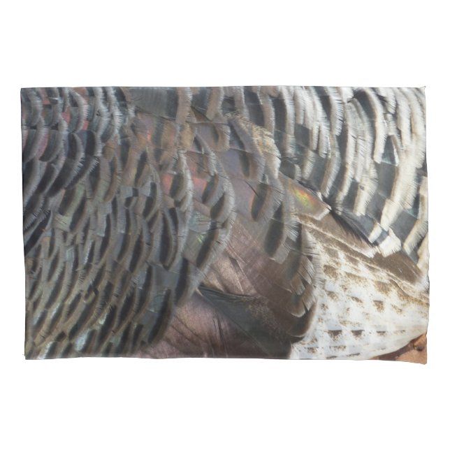 Wild Turkey Feathers I Abstract Nature Design Pillowcase (Front)