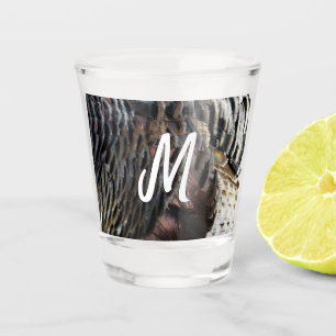 Wild Turkey Feathers I Abstract Nature Design Shot Glass