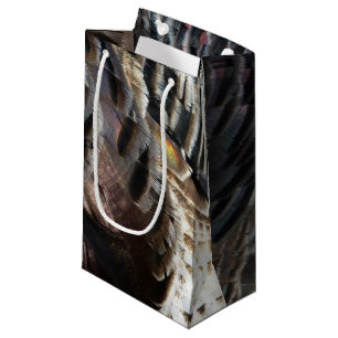Wild Turkey Feathers I Abstract Nature Design Small Gift Bag