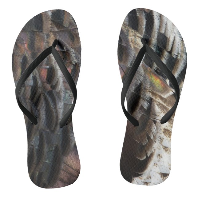 Wild Turkey Feathers I Abstract Nature Design Thongs (Footbed)