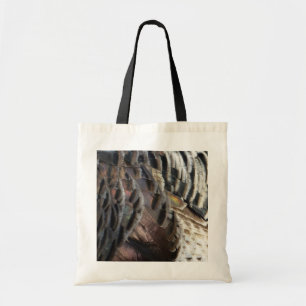 Wild Turkey Feathers I Abstract Nature Design Tote Bag