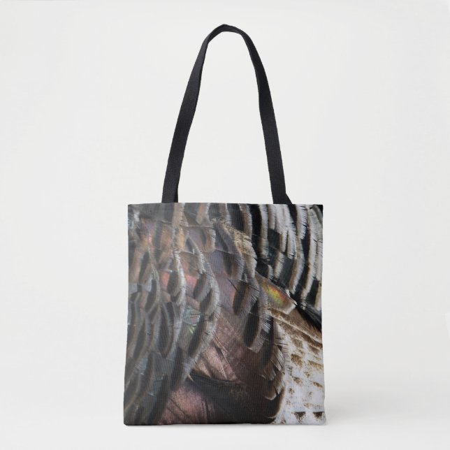 Wild Turkey Feathers I Abstract Nature Design Tote Bag (Front)