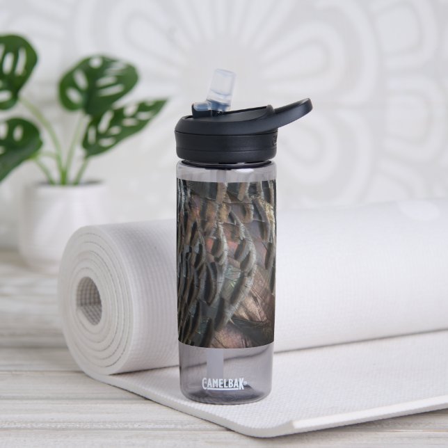 Wild Turkey Feathers I Abstract Nature Design Water Bottle (Yoga)