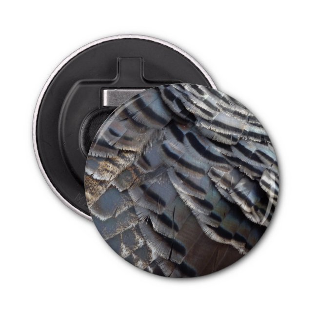 Wild Turkey Feathers II Abstract Nature Design Bottle Opener (Front)