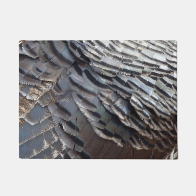 Wild Turkey Feathers II Abstract Nature Design Doormat (Front)