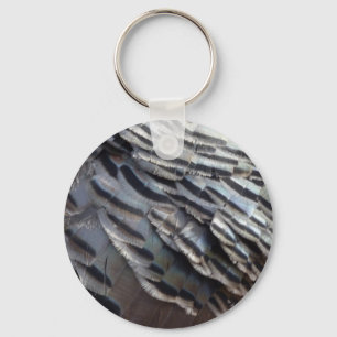 Wild Turkey Feathers II Abstract Nature Design Key Ring