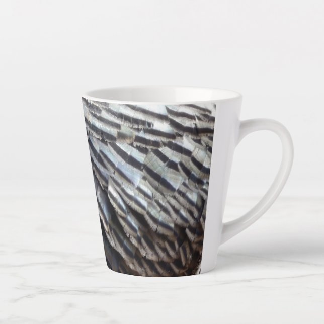 Wild Turkey Feathers II Abstract Nature Design Latte Mug (Right)
