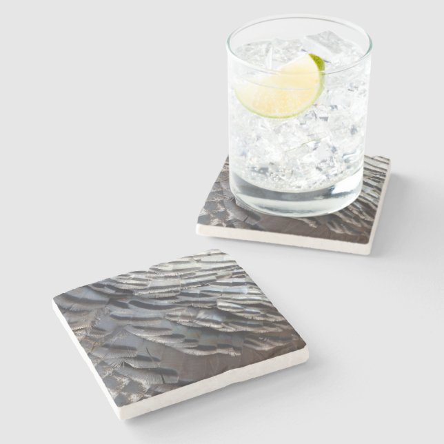Wild Turkey Feathers II Abstract Nature Design Stone Coaster (Side)