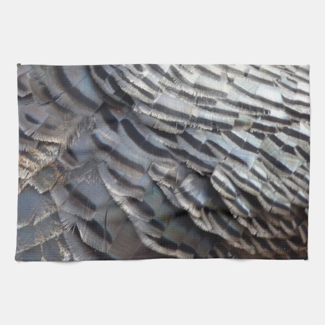 Wild Turkey Feathers II Abstract Nature Design Tea Towel (Horizontal)