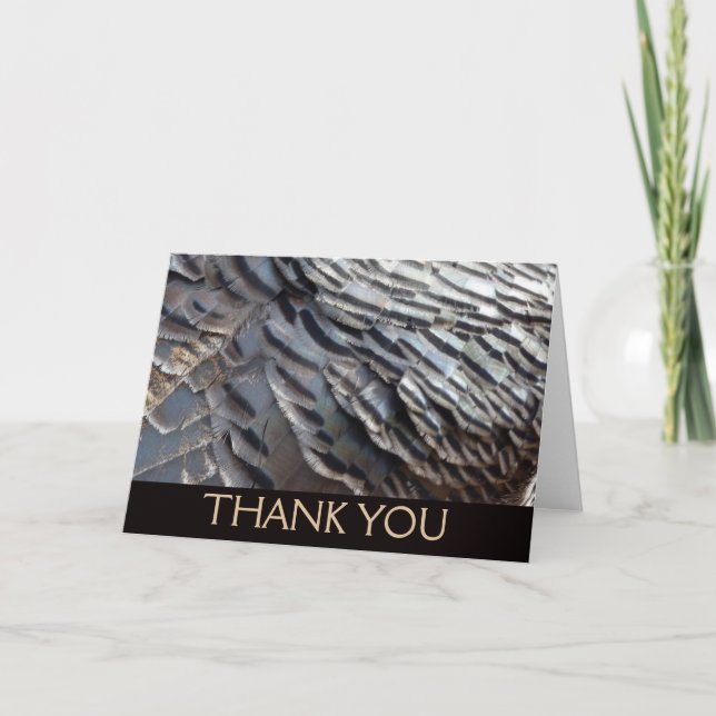 Wild Turkey Feathers II Abstract Nature Design Thank You Card (Front)