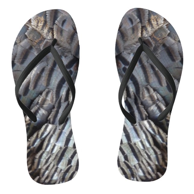Wild Turkey Feathers II Abstract Nature Design Thongs (Footbed)