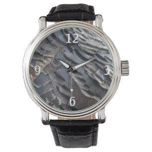 Wild Turkey Feathers II Abstract Nature Design Watch