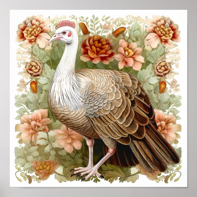Wild turkey in meadow painting art print (Front)