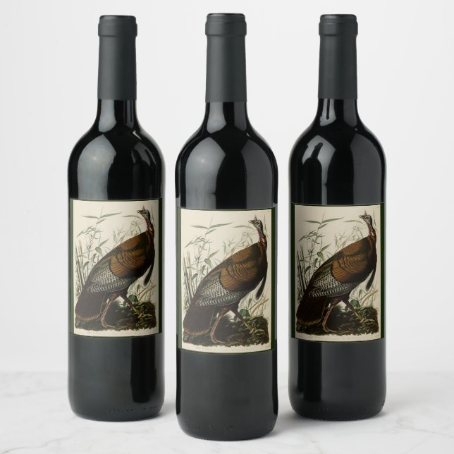 Wild Turkey (Male) from Audubon's Birds of America Wine Label (Bottles)