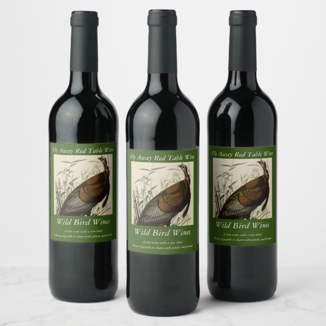Wild Turkey (Male) from Audubon's Birds of America Wine Label (Bottles)