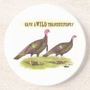 Wild turkey Thanksgiving Coaster