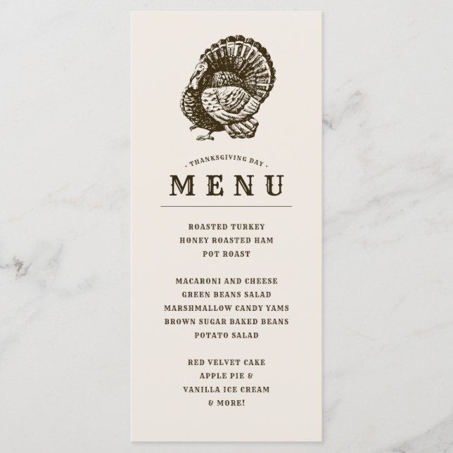 Wild Turkey | Thanksgiving Customised Dinner Menu (Front)