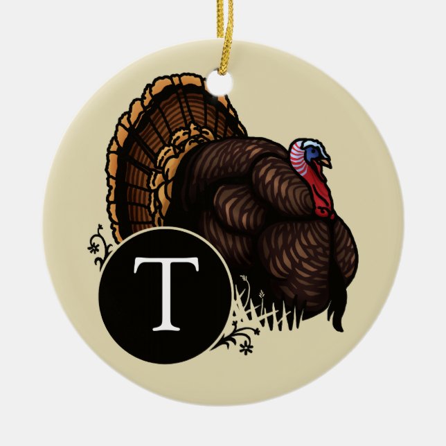 Wild Turkey with Monogram Ceramic Ornament (Front)