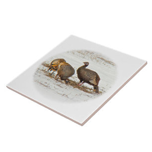 Wild Turkeys in Snow Tile