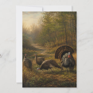 Wild Turkeys in the Autumn Forest Invitation