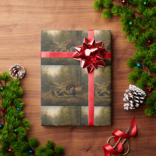 Wild Turkeys in the Autumn Forest Wrapping Paper